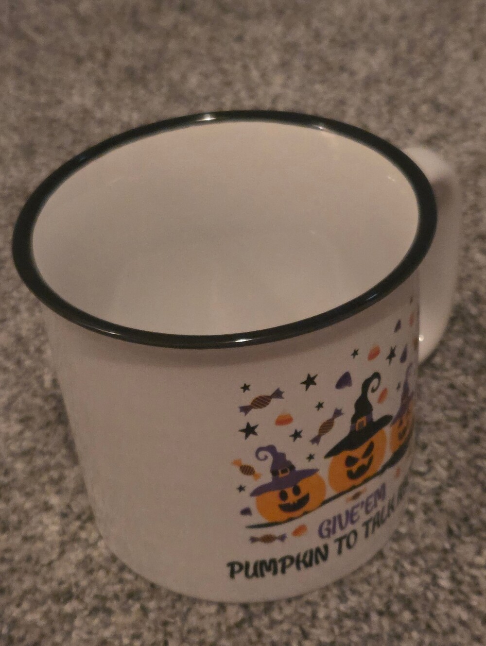 Halloween Pumpkin Mug "Give Em Pumpkin To Talk About" Witch Hats - Picture 2 of 3